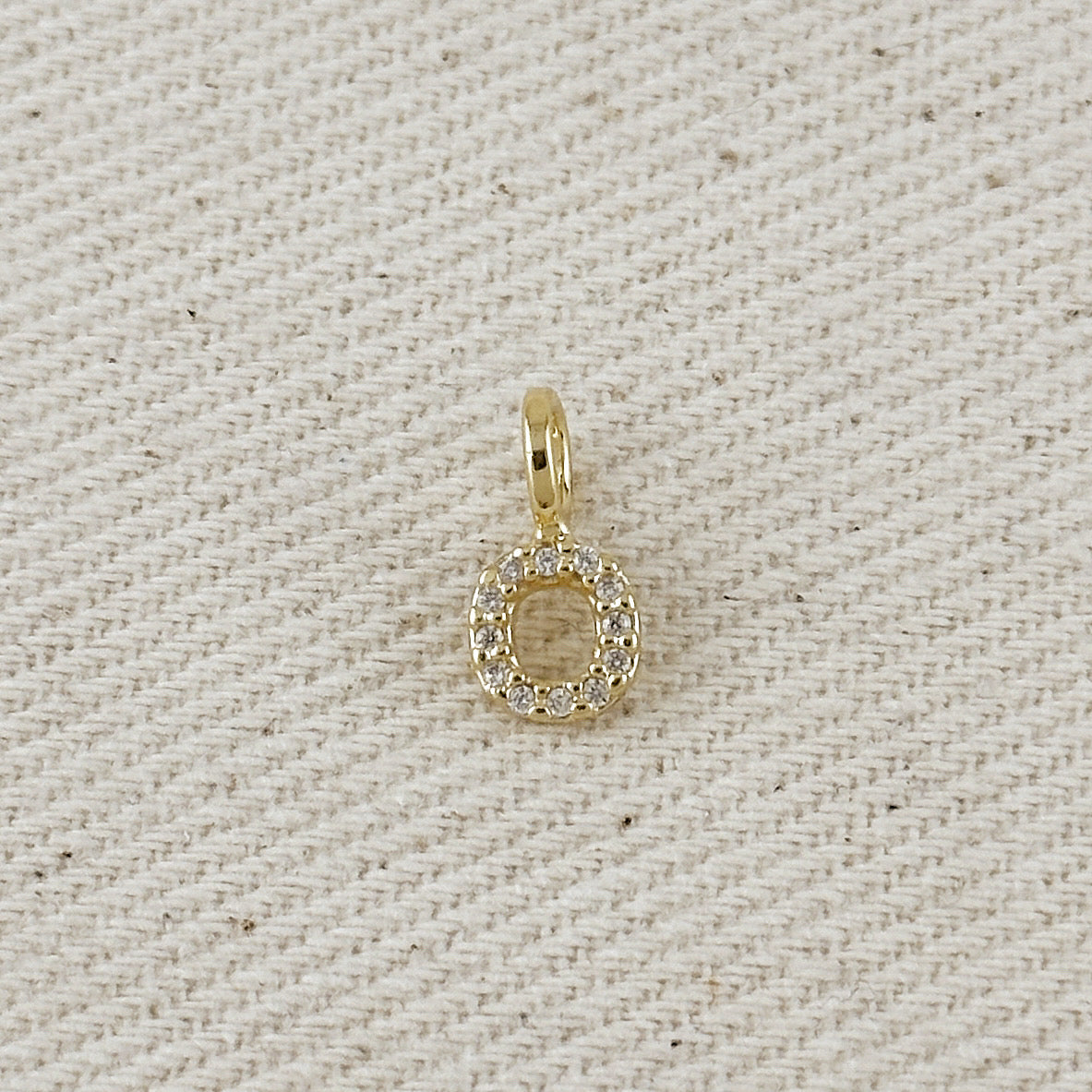 18k Gold filled Micro CZ Initial Letter Charm
