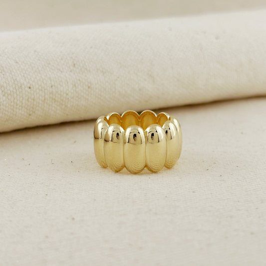 Oversized Scalloped Ring for Women | Statement Ring | Vintage Art Deco Style Ring