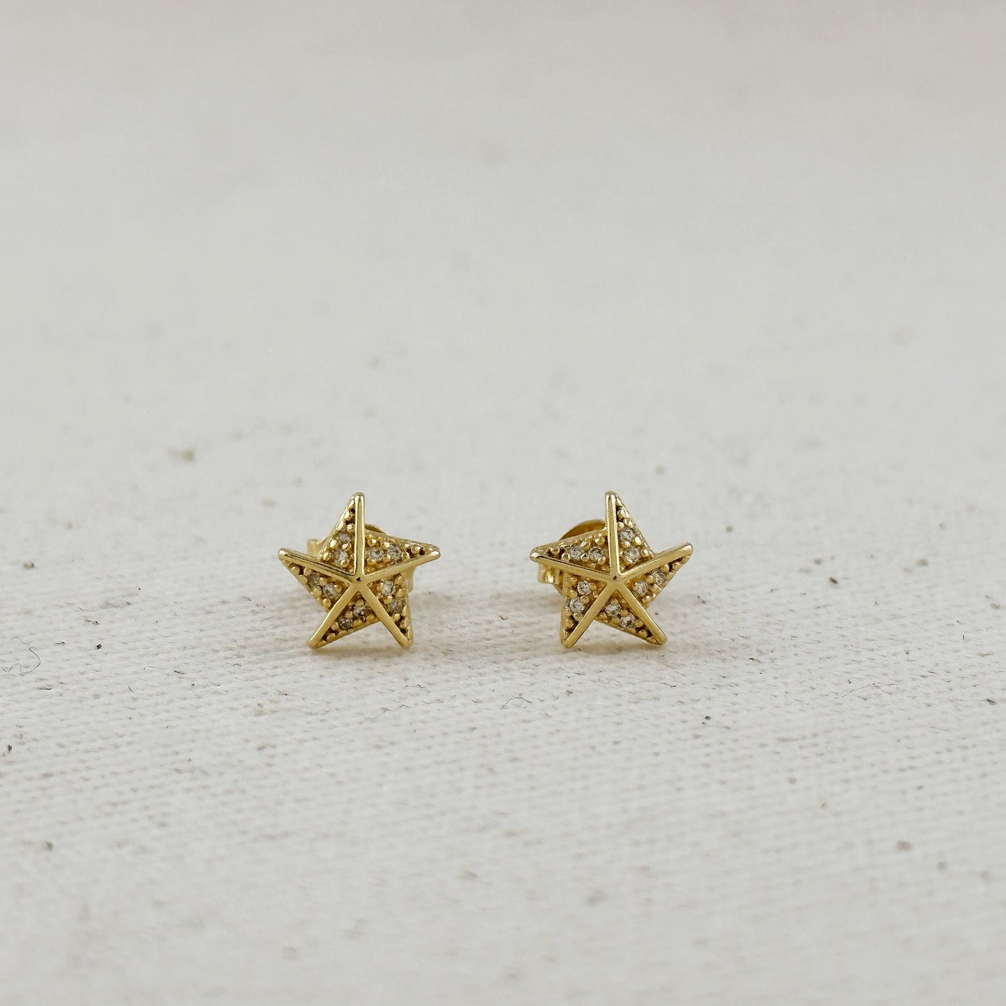 18k Gold Filled Stella a Mulinello CZ Stud Earrings