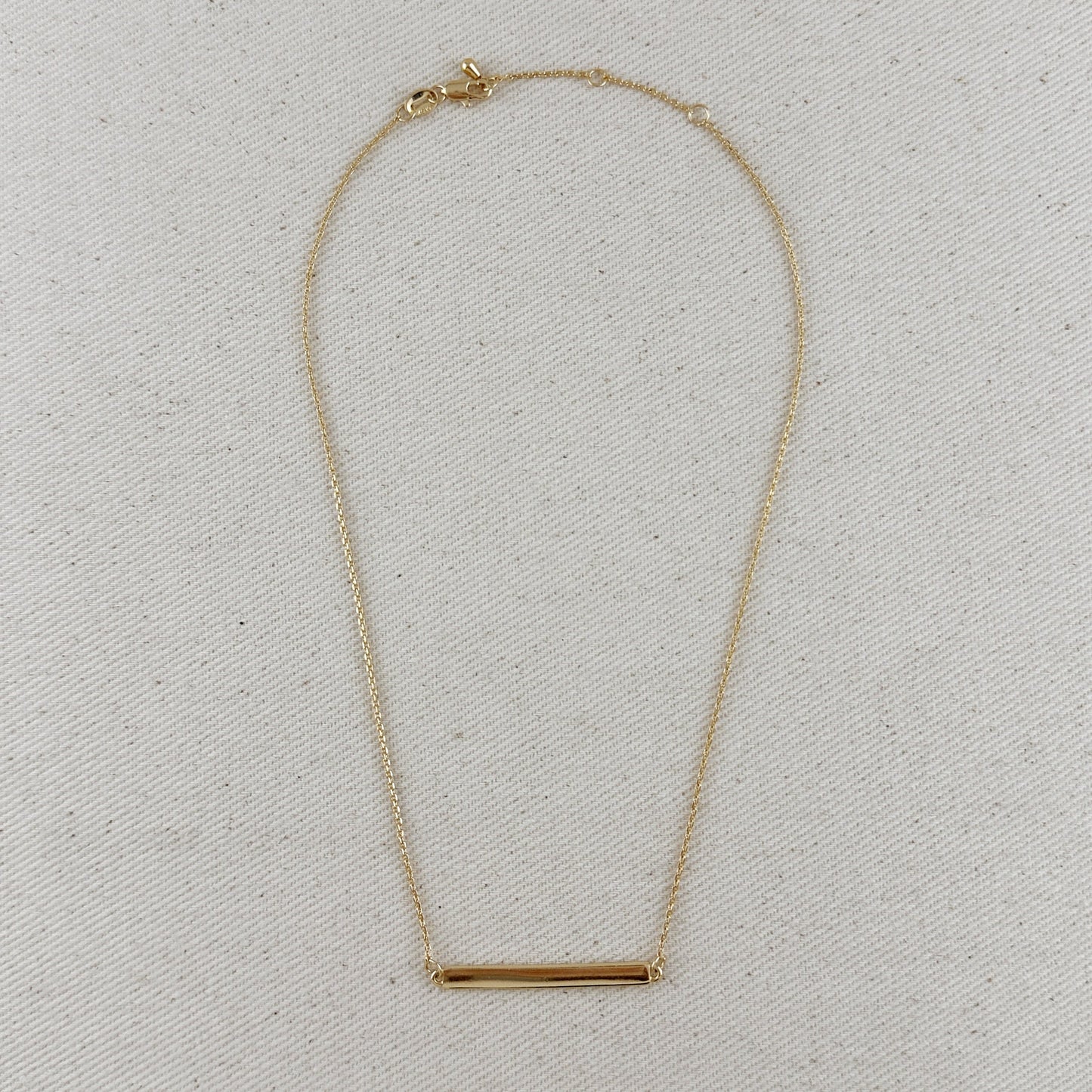 18k Gold Filled Polished Bar Necklace