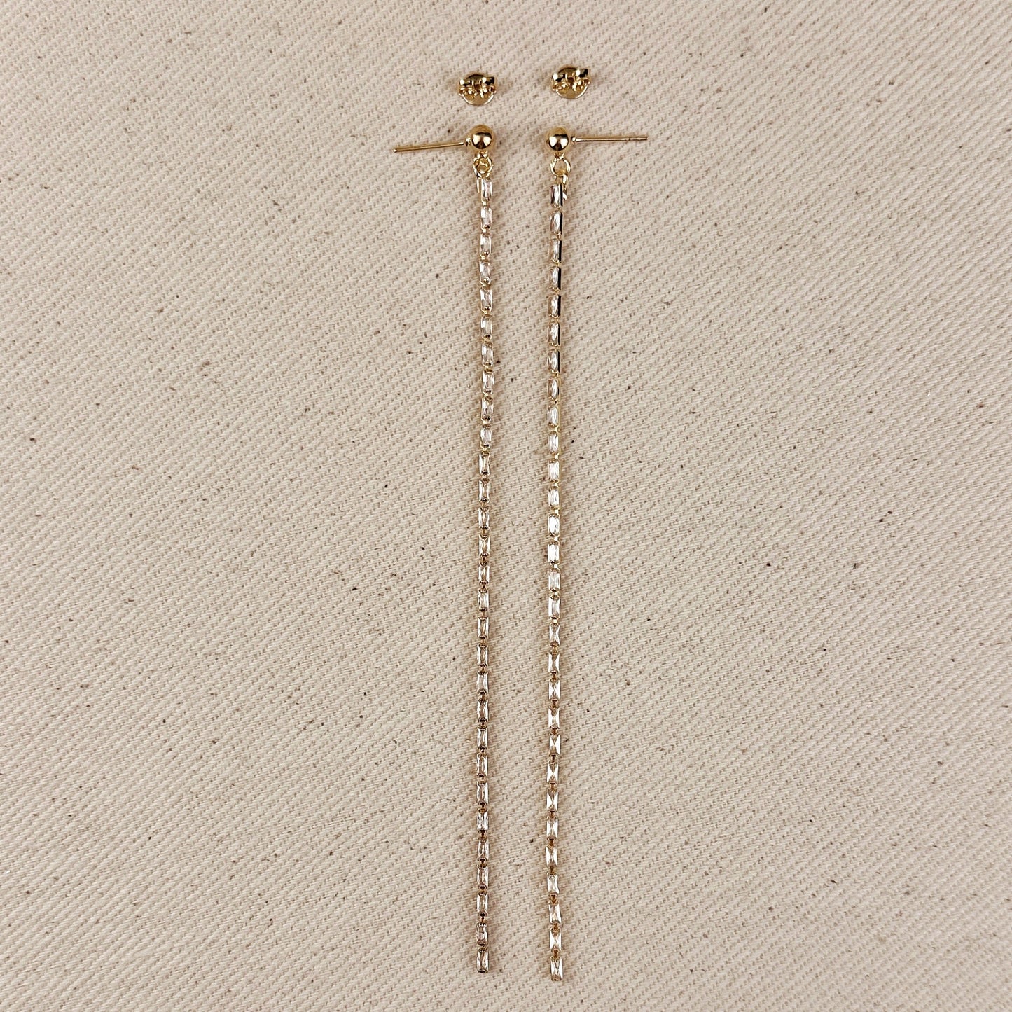Baguette CZ Drop Earrings with Pearls - Long Statement Earrings for Women