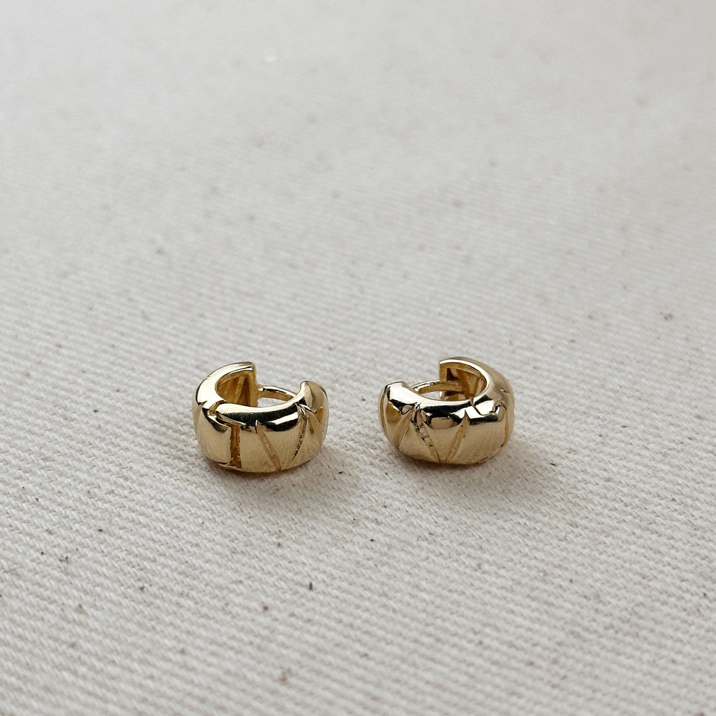 Mini Chunky Hoop Earrings - Diamond Cut Small Hoops for Women