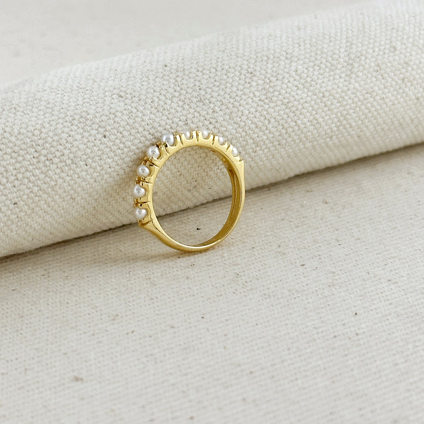 18k Gold Filled Fresh Water Pearl Band Ring
