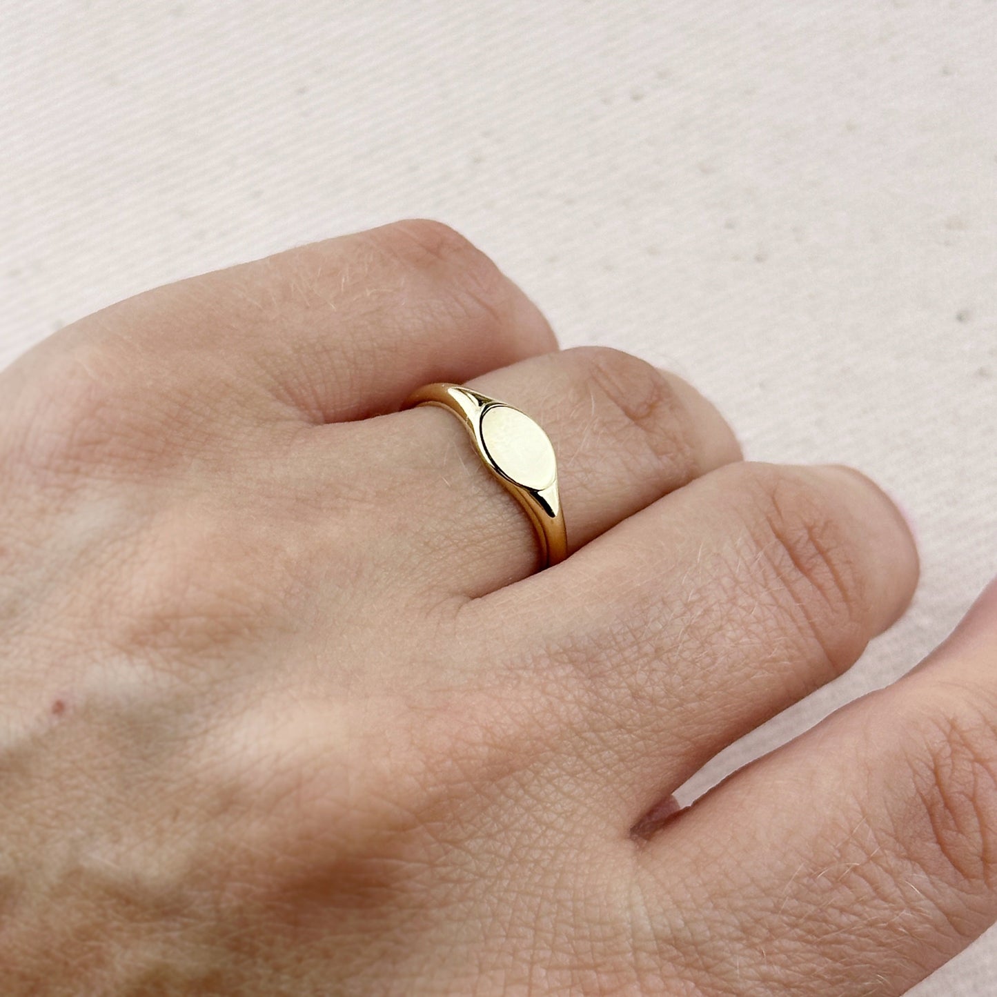 Signet Ring for Women | Classic Minimalist Statement Ring | Engravable Gold Ring