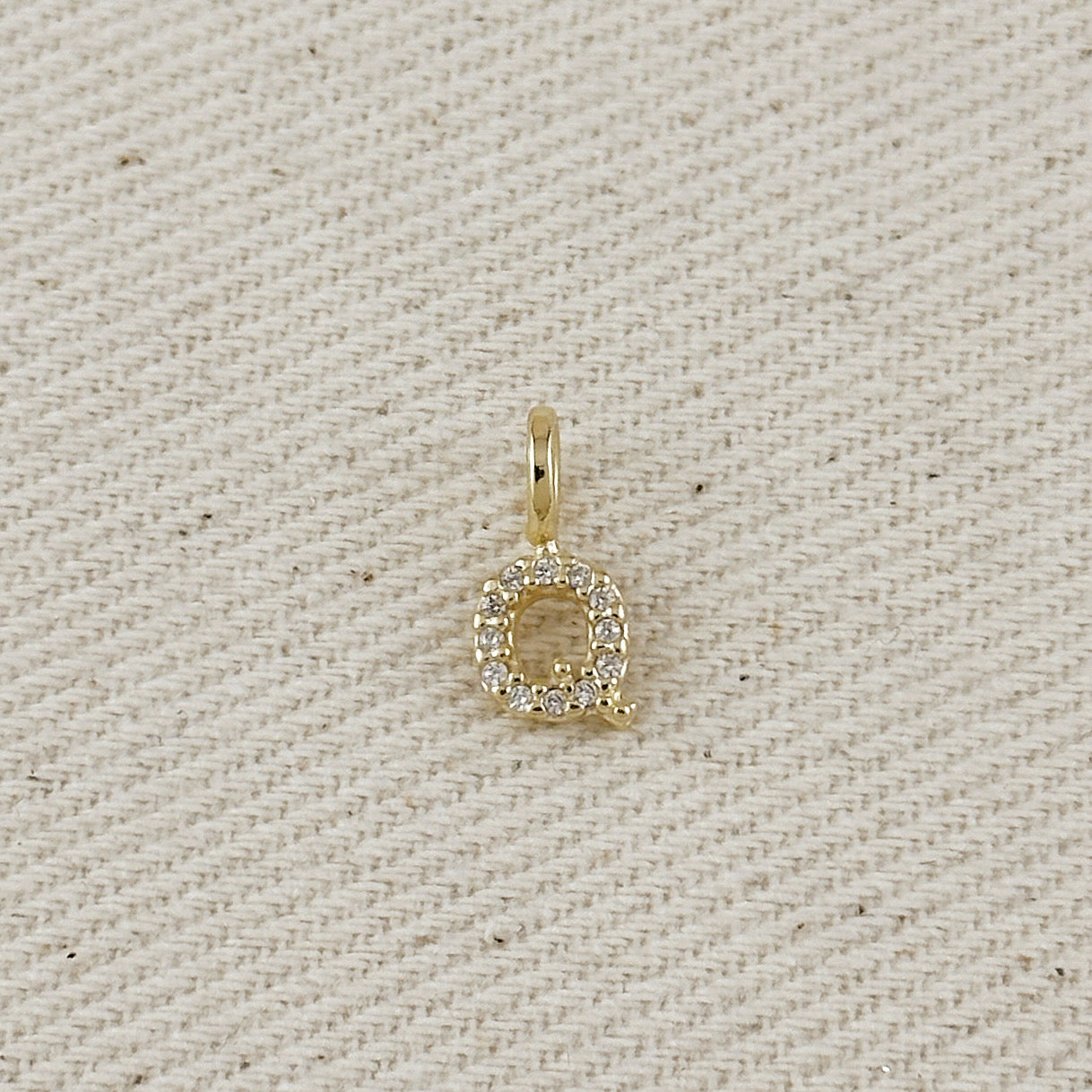 18k Gold filled Micro CZ Initial Letter Charm