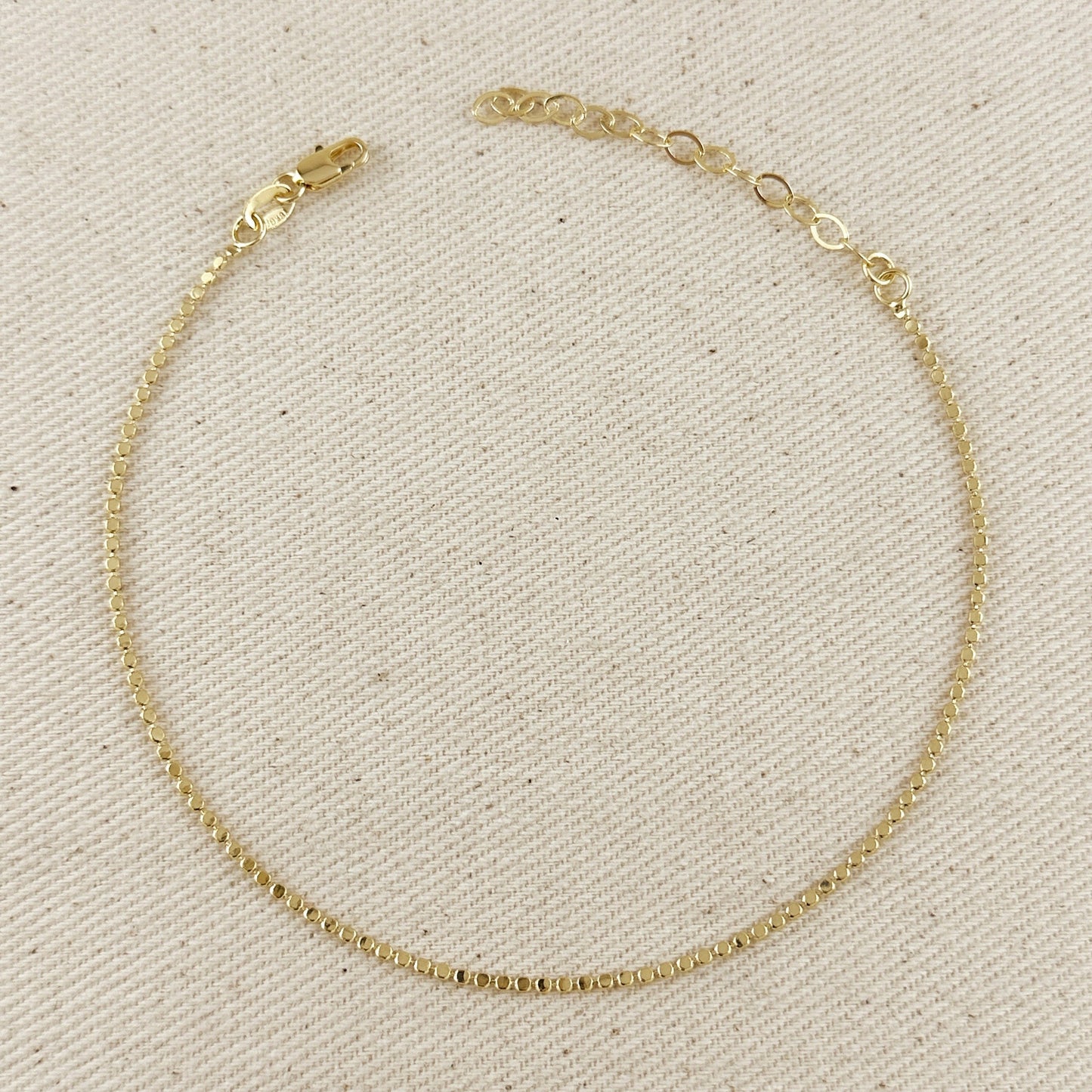 18k Gold Filled 1.5mm Mini Flat Dots Chain Anklet