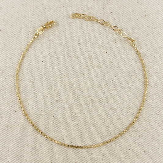 18k Gold Filled 1.5mm Mini Flat Dots Chain Anklet
