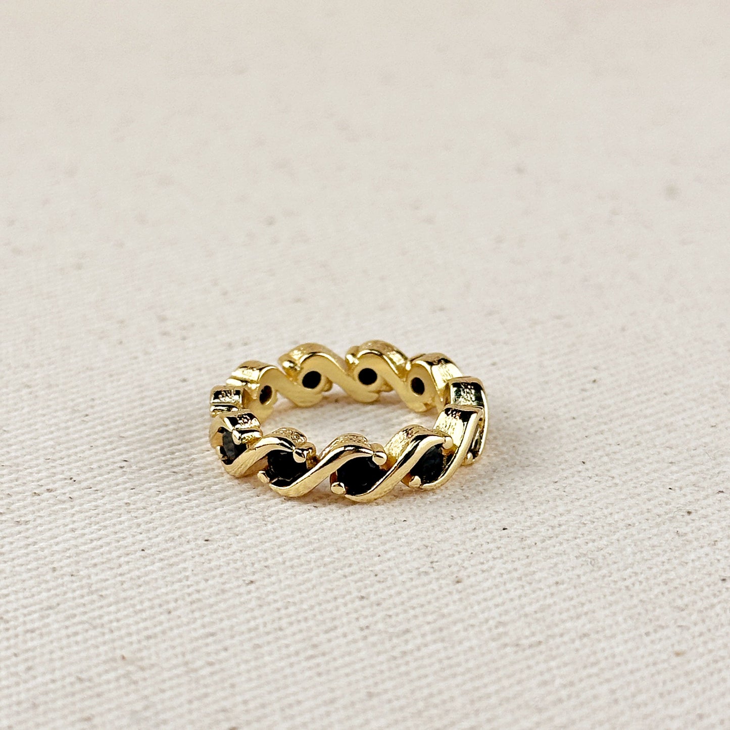 Colored CZ Wave Eternity Band Ring - Modern Statement Ring for Women
