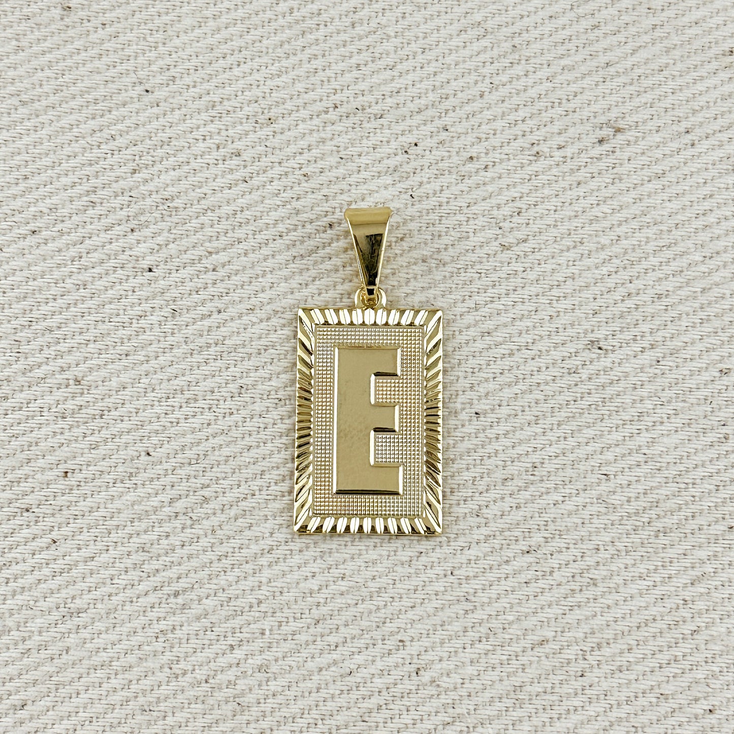 18k Gold Filled Vintage Diamond Cut Initial Plate Pendant