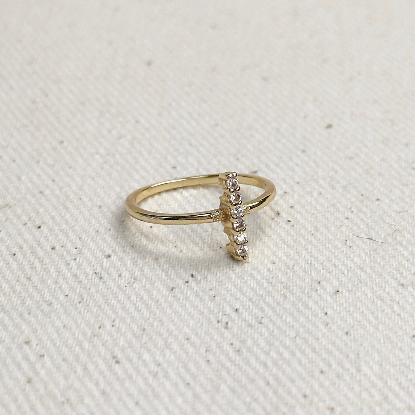 Mini Bar Ring for Women | Dainty CZ Crystal Ring | Minimalist Stackable Ring