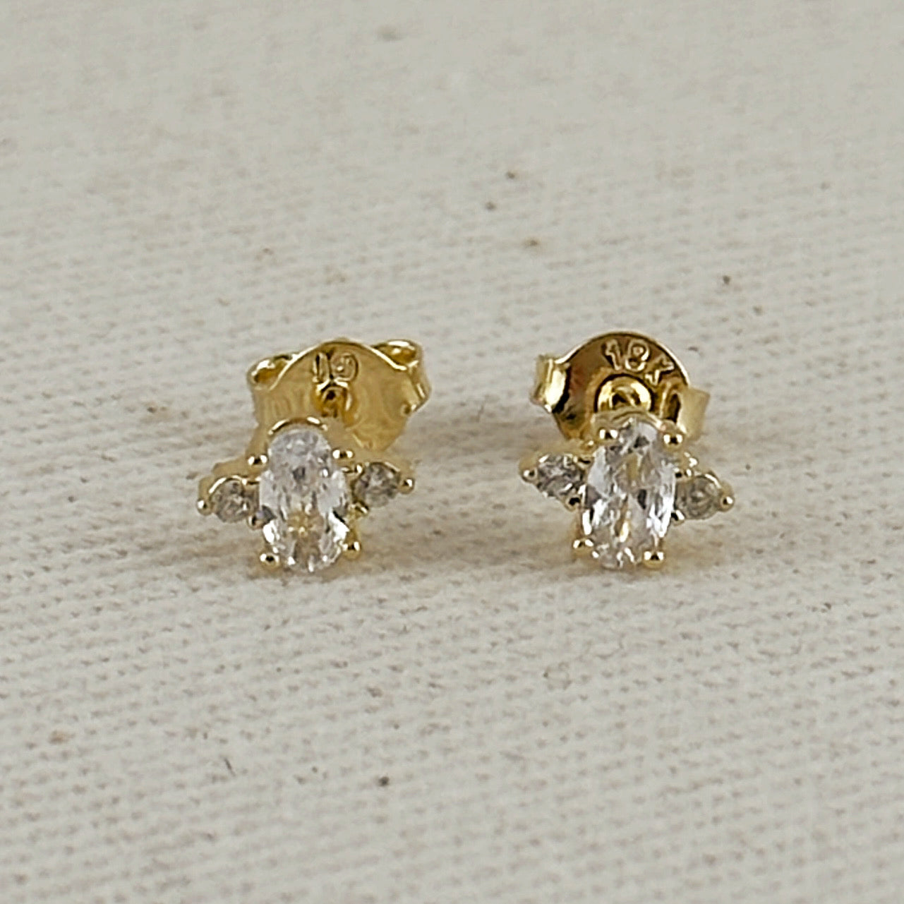 18k Gold Filled Mini Oval CZ Stud Earrings