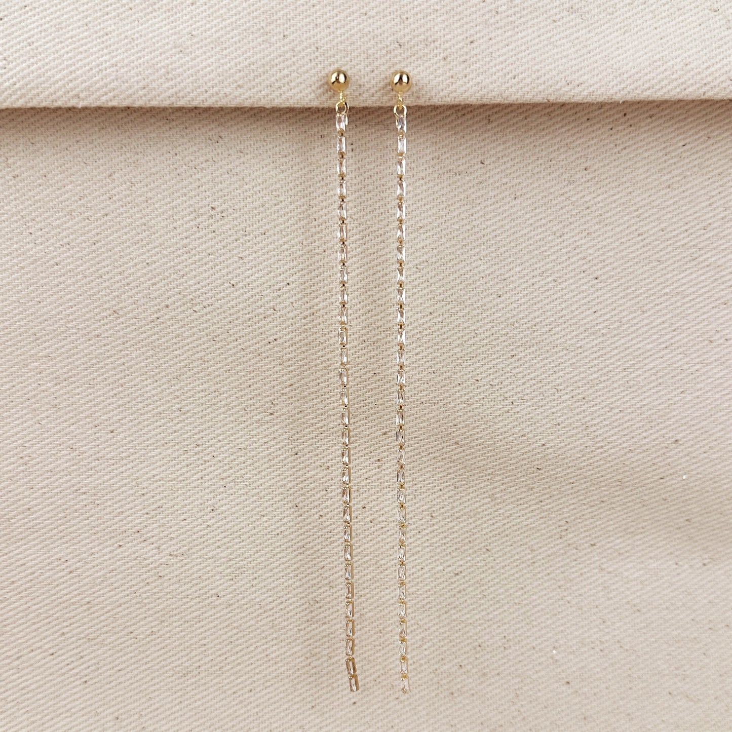 Baguette CZ Drop Earrings with Pearls - Long Statement Earrings for Women