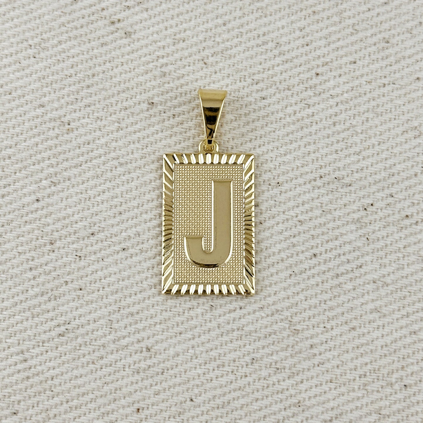 18k Gold Filled Vintage Diamond Cut Initial Plate Pendant