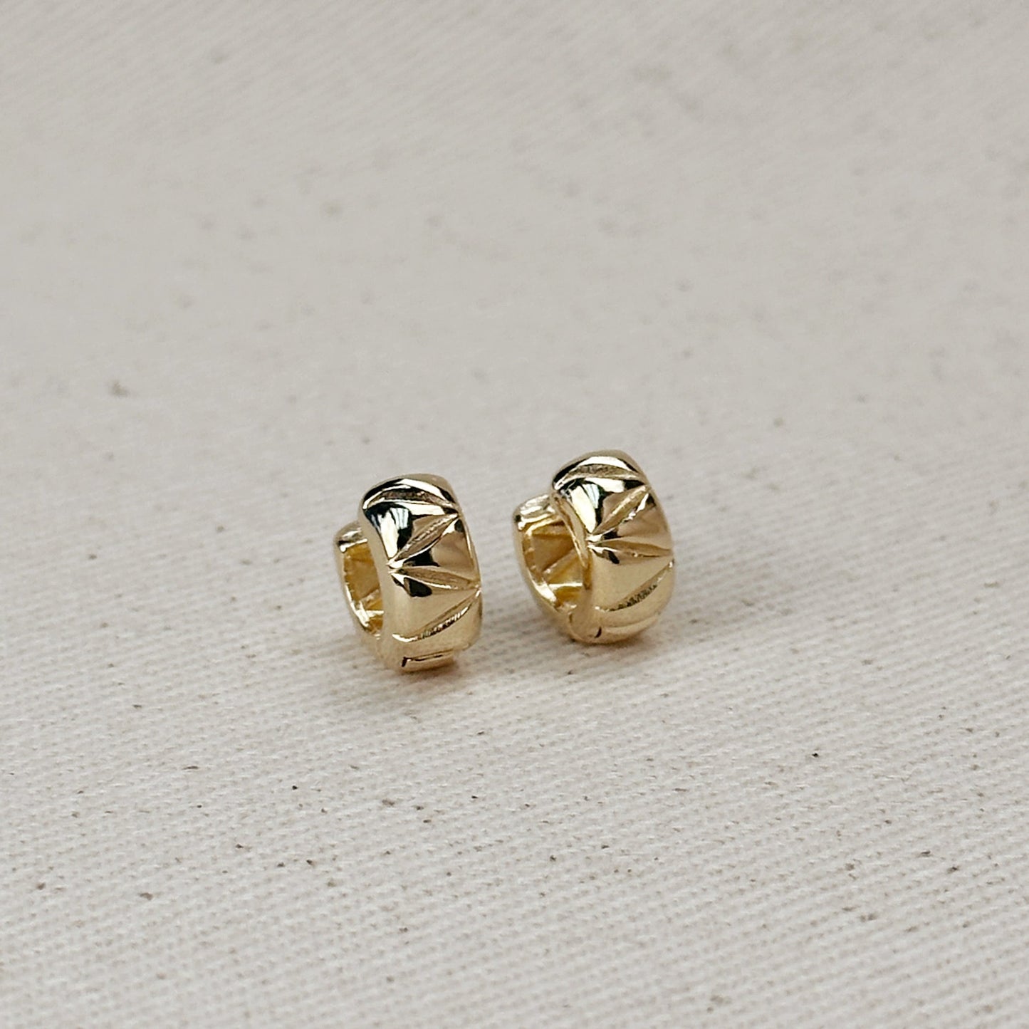 Mini Chunky Hoop Earrings - Diamond Cut Small Hoops for Women