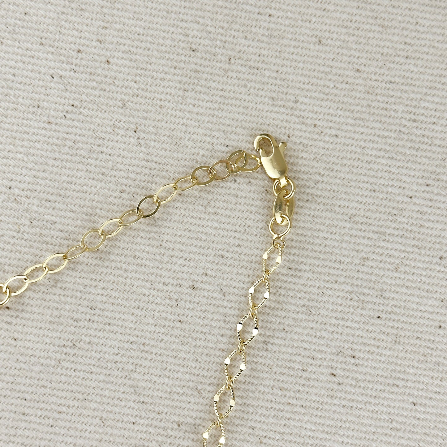 18k Gold Filled Diamond Cut Detailed Chain Necklace
