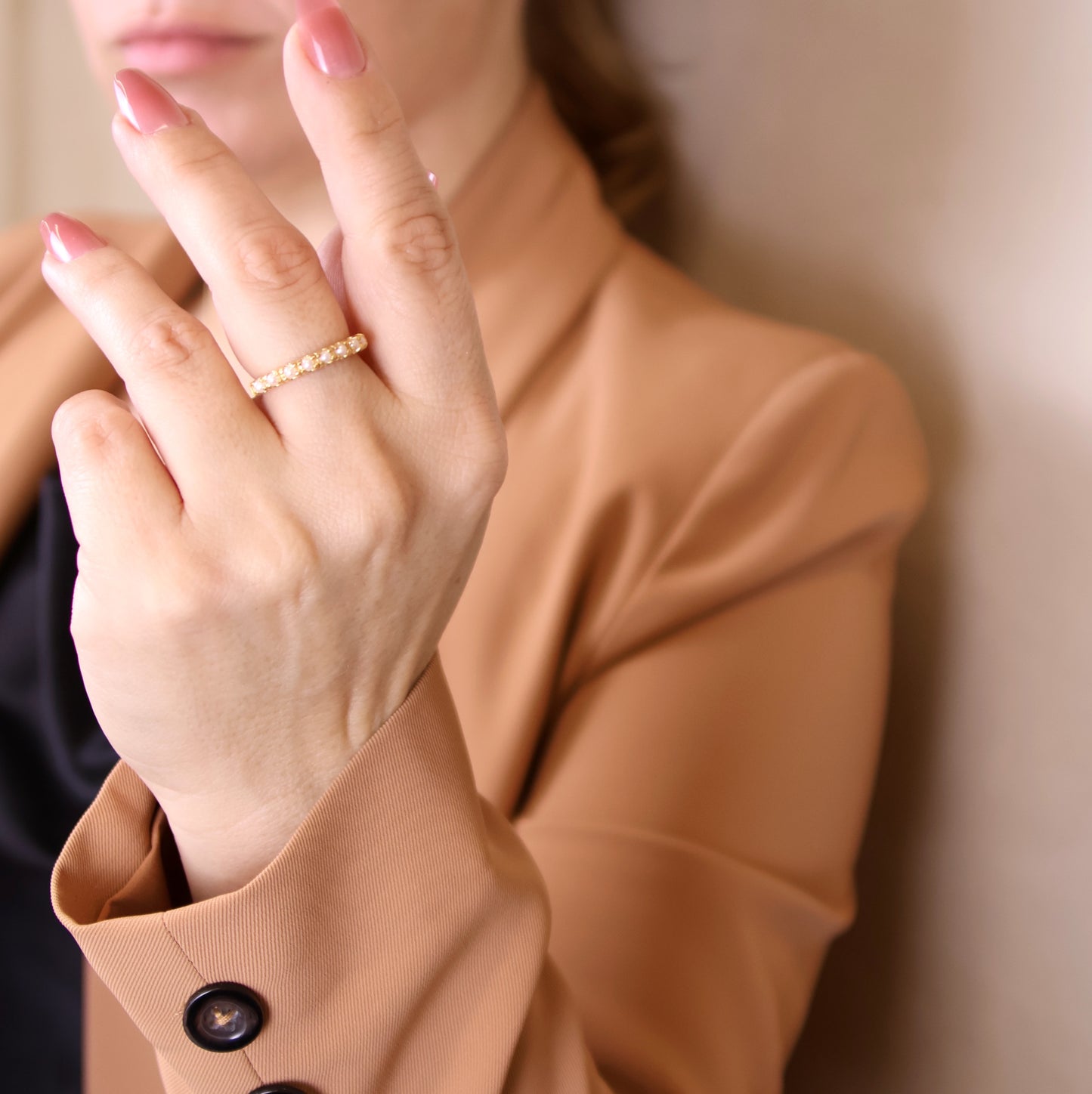 18k Gold Filled Fresh Water Pearl Band Ring