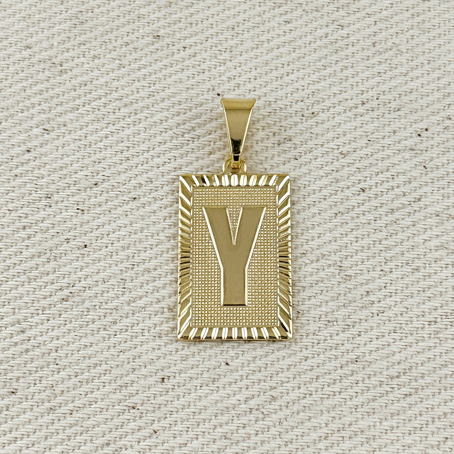 18k Gold Filled Vintage Diamond Cut Initial Plate Pendant