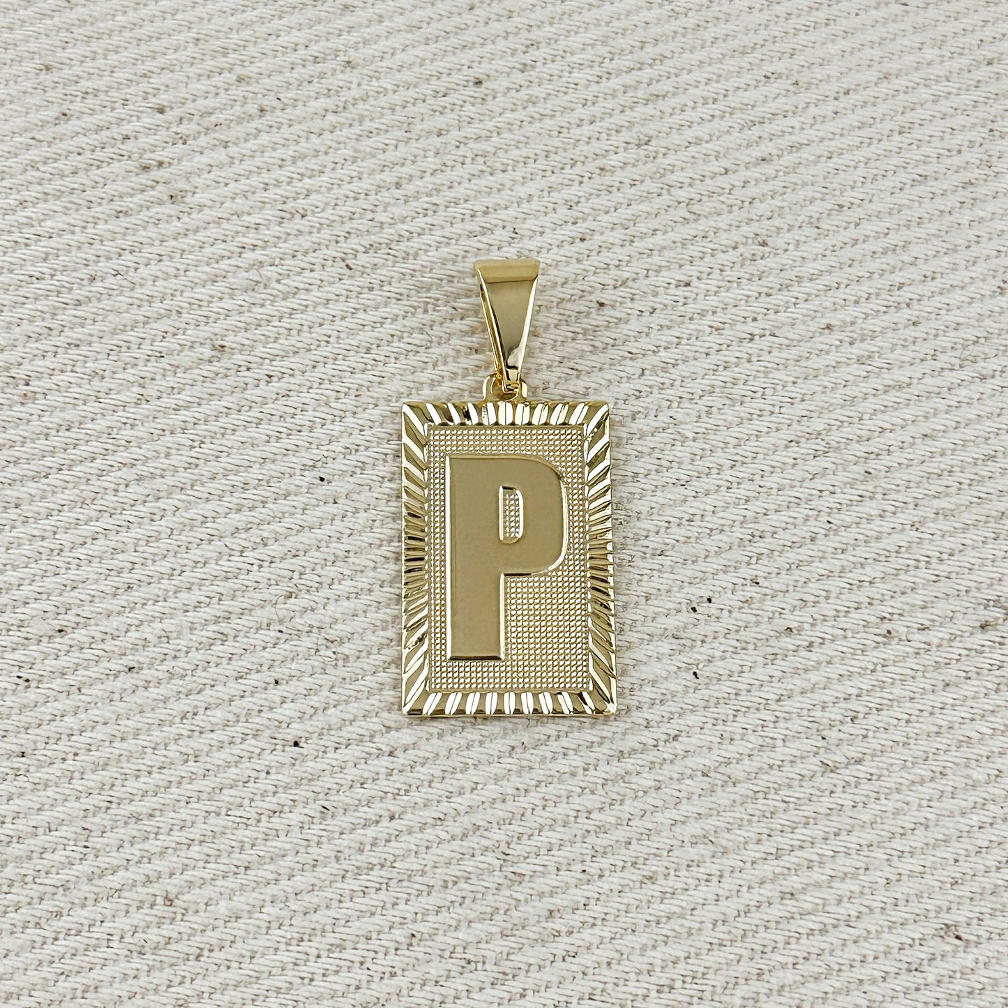 18k Gold Filled Vintage Diamond Cut Initial Plate Pendant