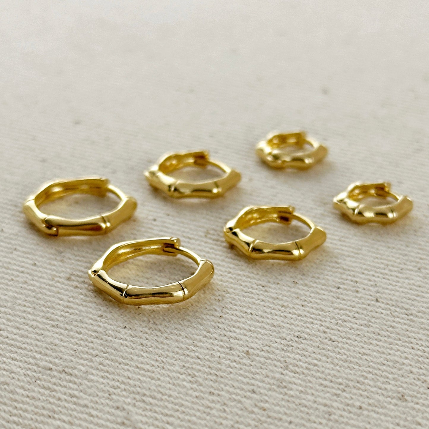 18k Gold Filled Bamboo Clicker Hoop Earrings