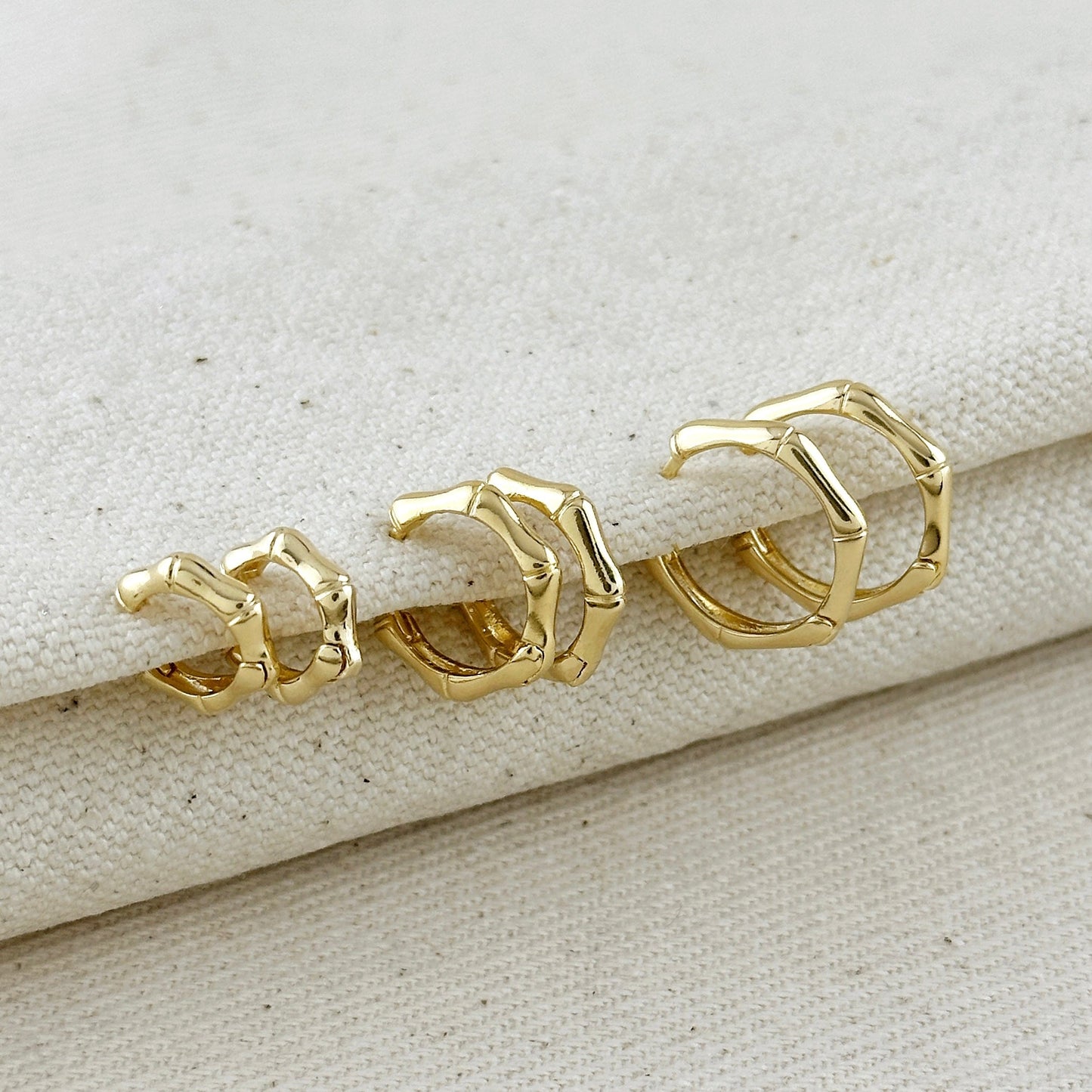 18k Gold Filled Bamboo Clicker Hoop Earrings