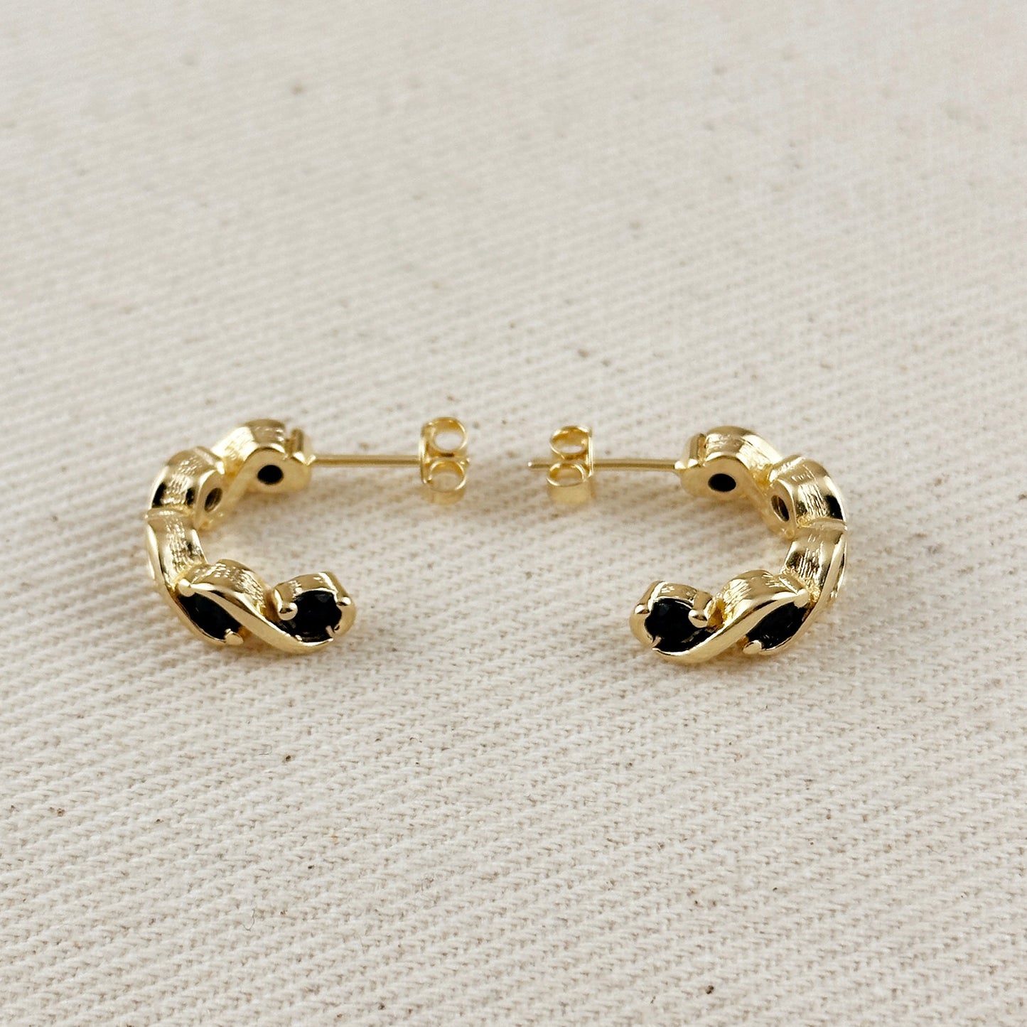 18k Gold Filled Colored CZ Infinity C-Hoop Earrings
