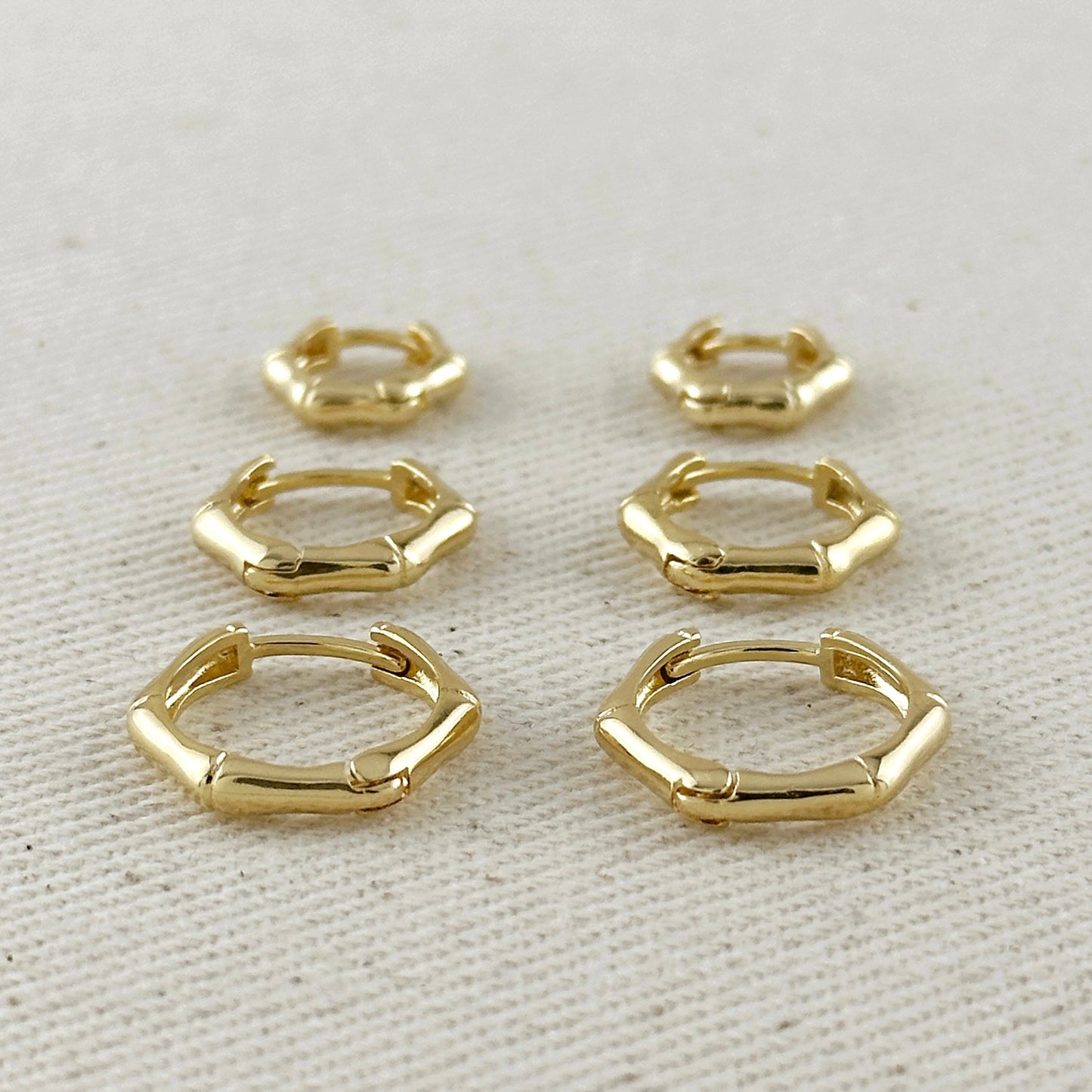 18k Gold Filled Bamboo Clicker Hoop Earrings