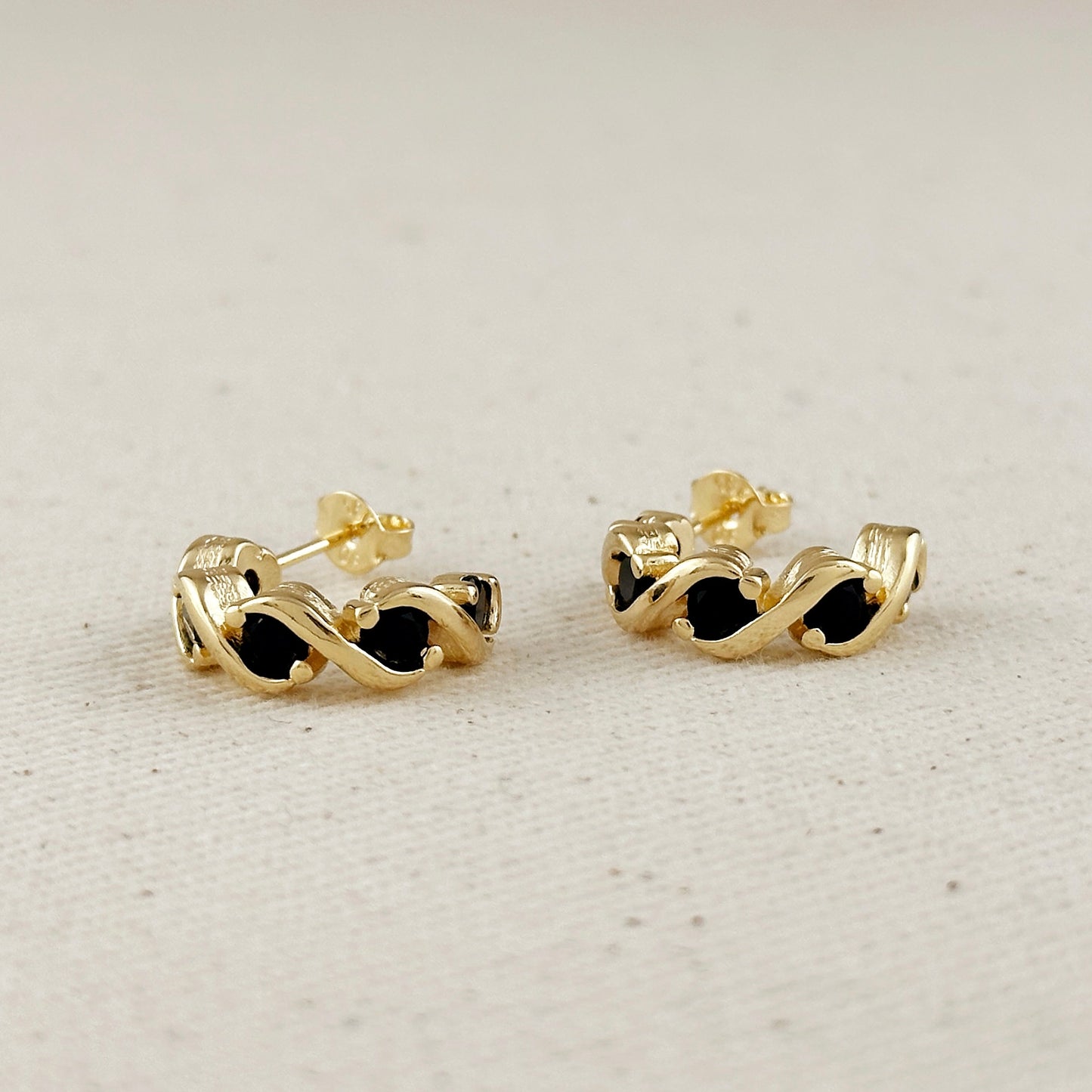 18k Gold Filled Colored CZ Infinity C-Hoop Earrings