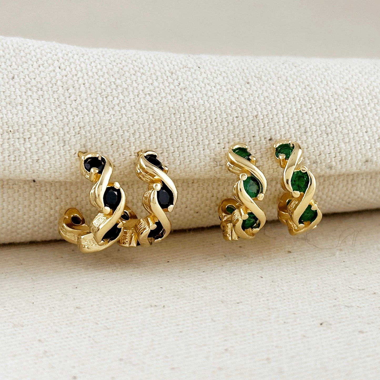 18k Gold Filled Colored CZ Infinity C-Hoop Earrings