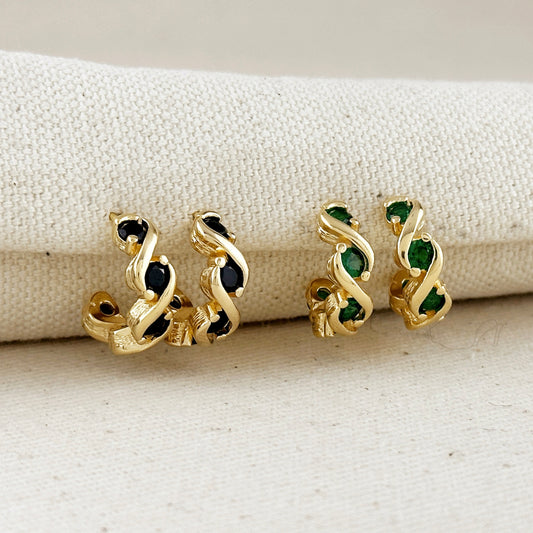 18k Gold Filled Colored CZ Infinity C-Hoop Earrings