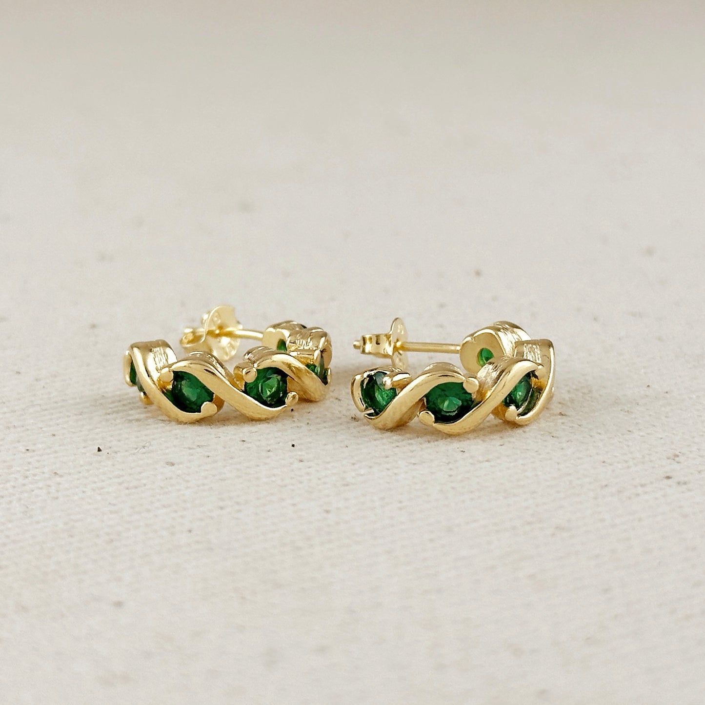 18k Gold Filled Colored CZ Infinity C-Hoop Earrings