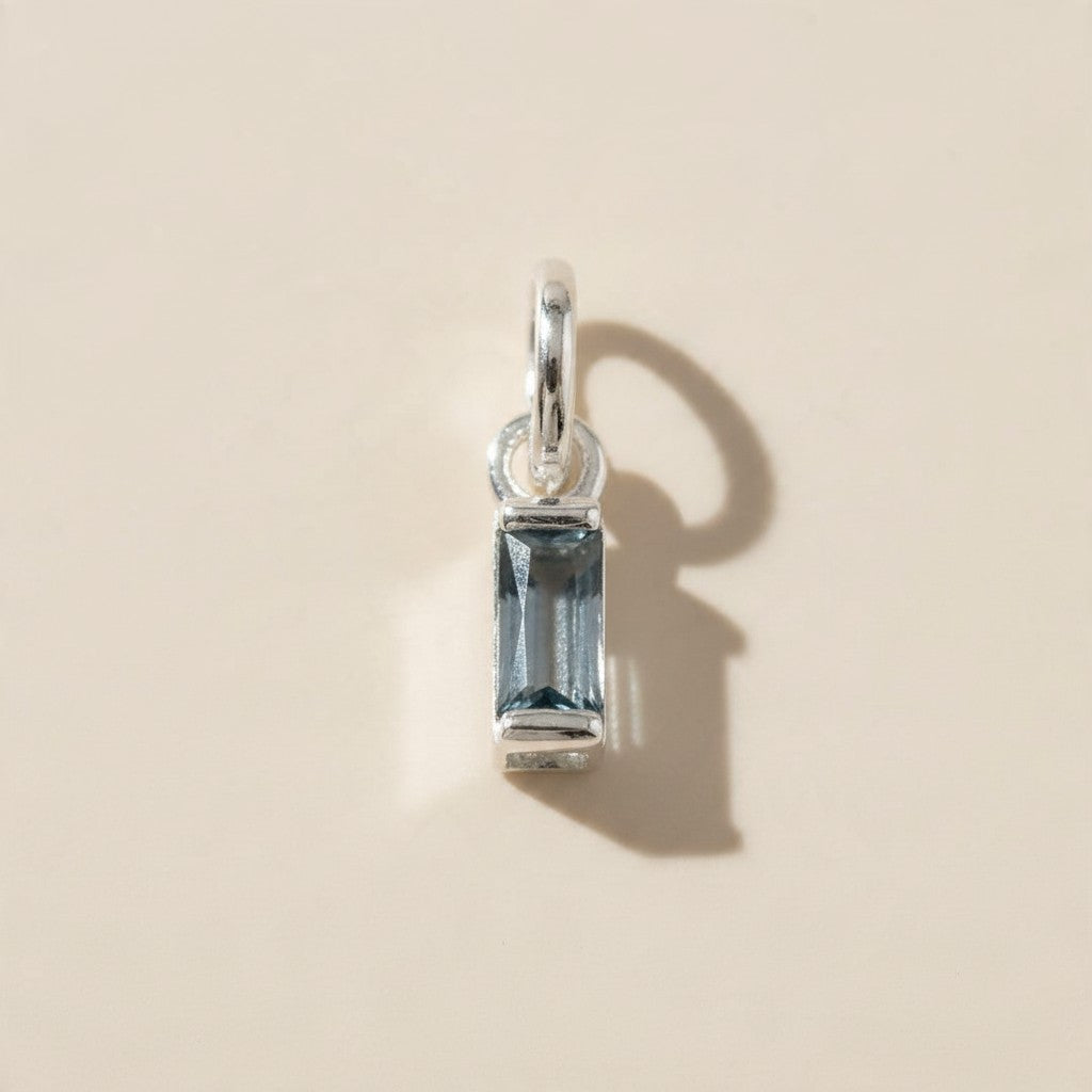 Silver Filled Baguette Birthstone Charm