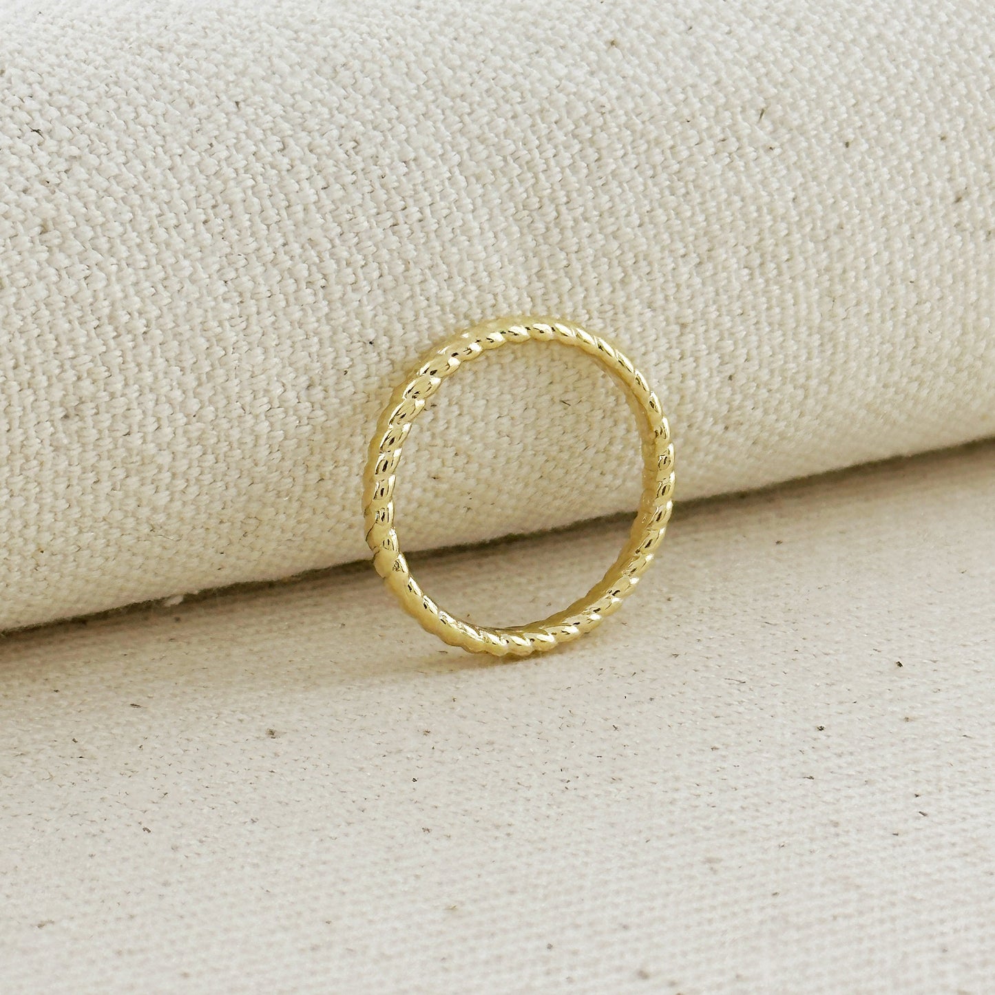 Twisted Band Ring - Dainty Rope Pattern Stackable Ring for Women | Minimalist Wedding Band