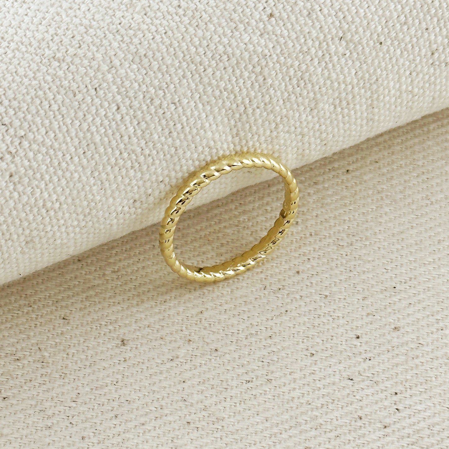 Twisted Band Ring - Dainty Rope Pattern Stackable Ring for Women | Minimalist Wedding Band