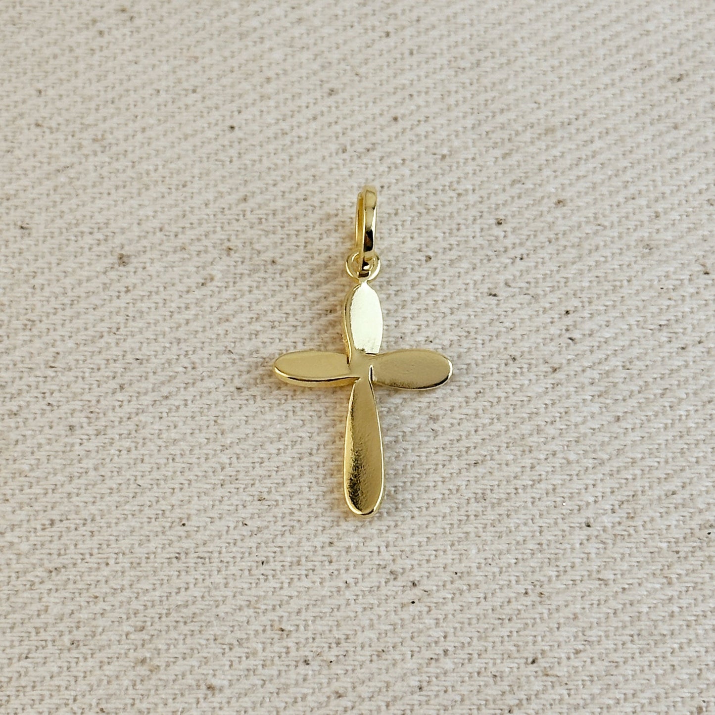 18k Gold Filled Rounded Polished Cross Pendant