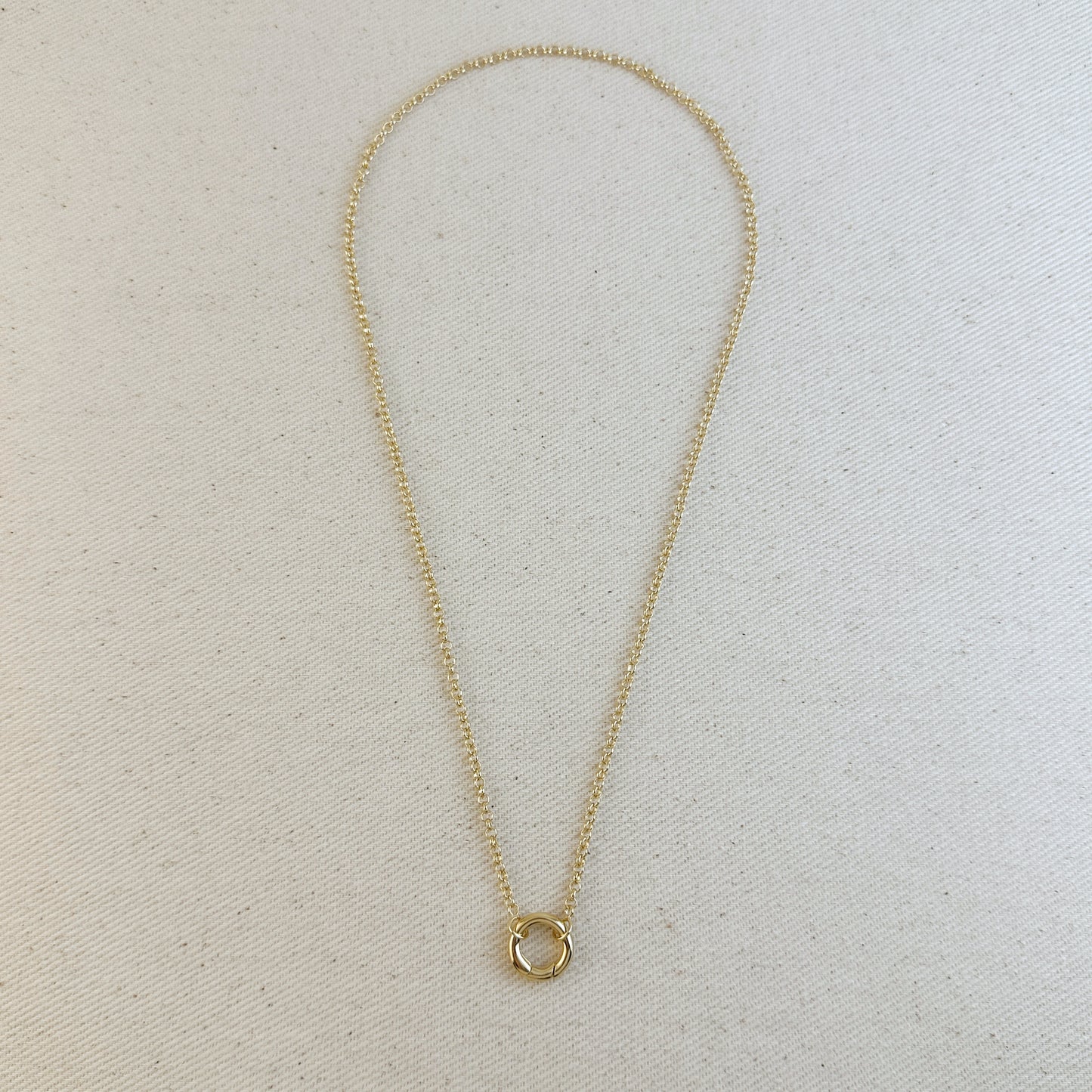 18k Gold Filled Rolo Chain Necklace Featuring Carabiner Clasp