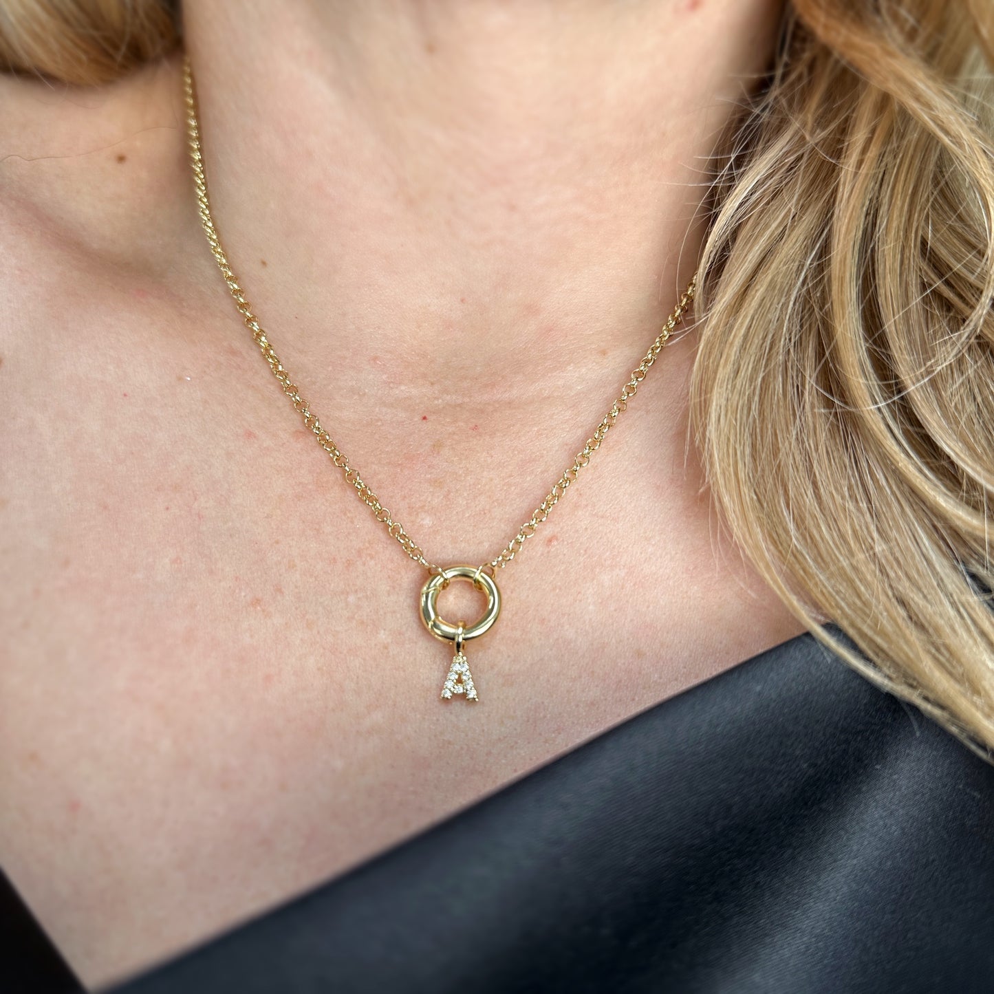 18k Gold filled Micro CZ Initial Letter Charm
