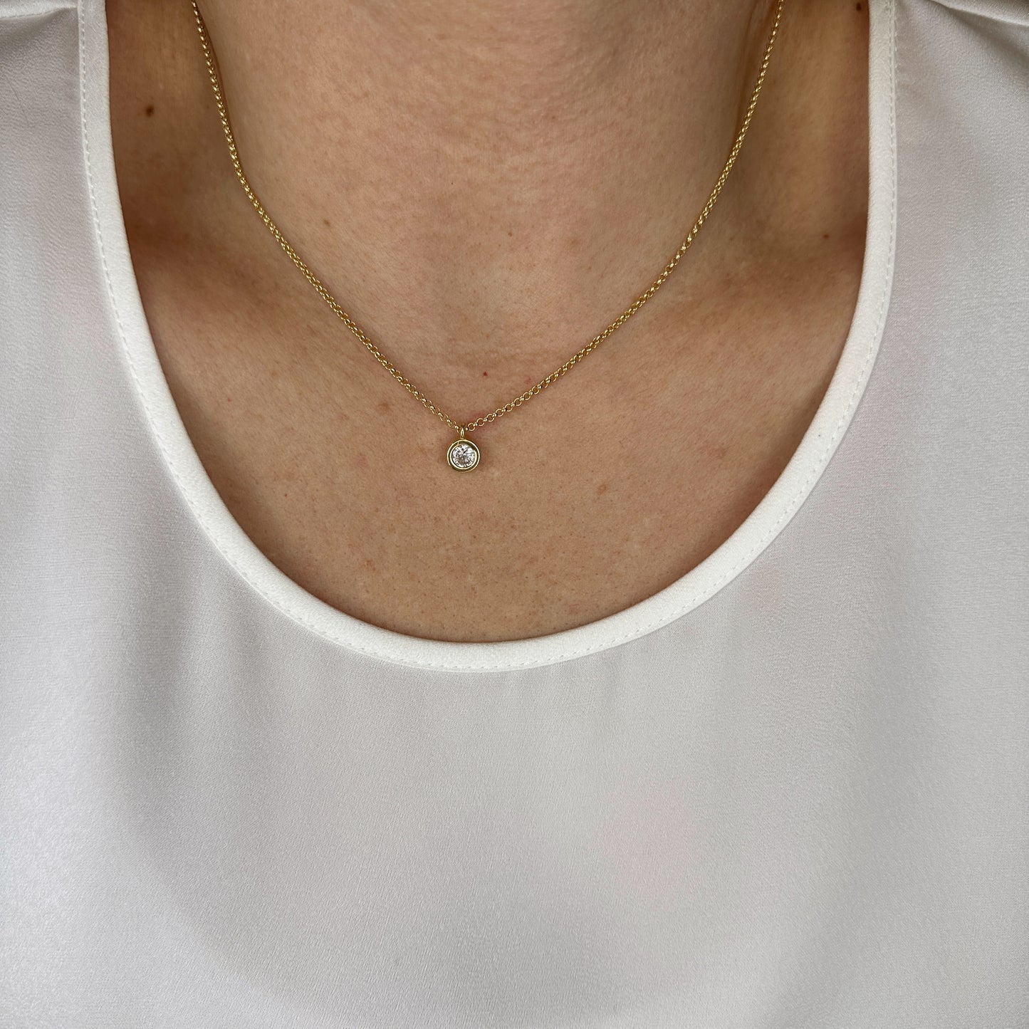 18k Gold Filled Solitaire Necklace