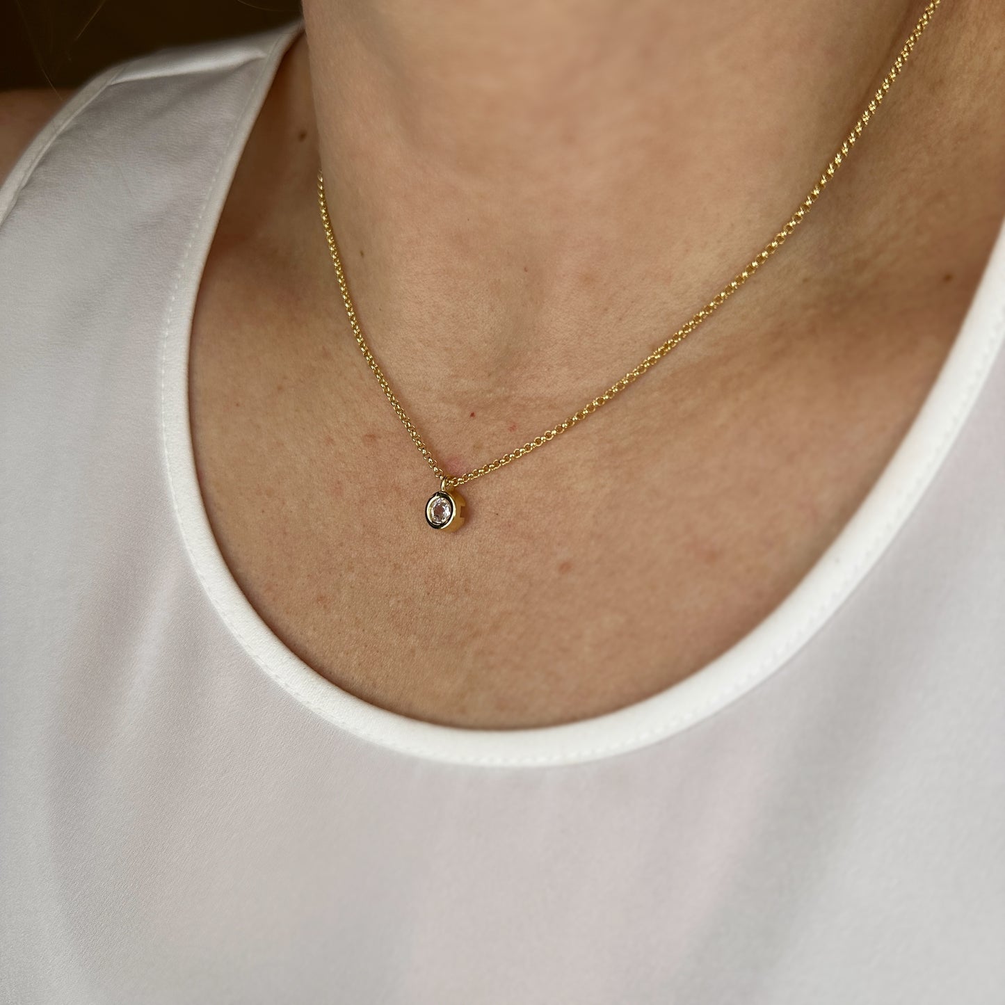 18k Gold Filled Solitaire Necklace