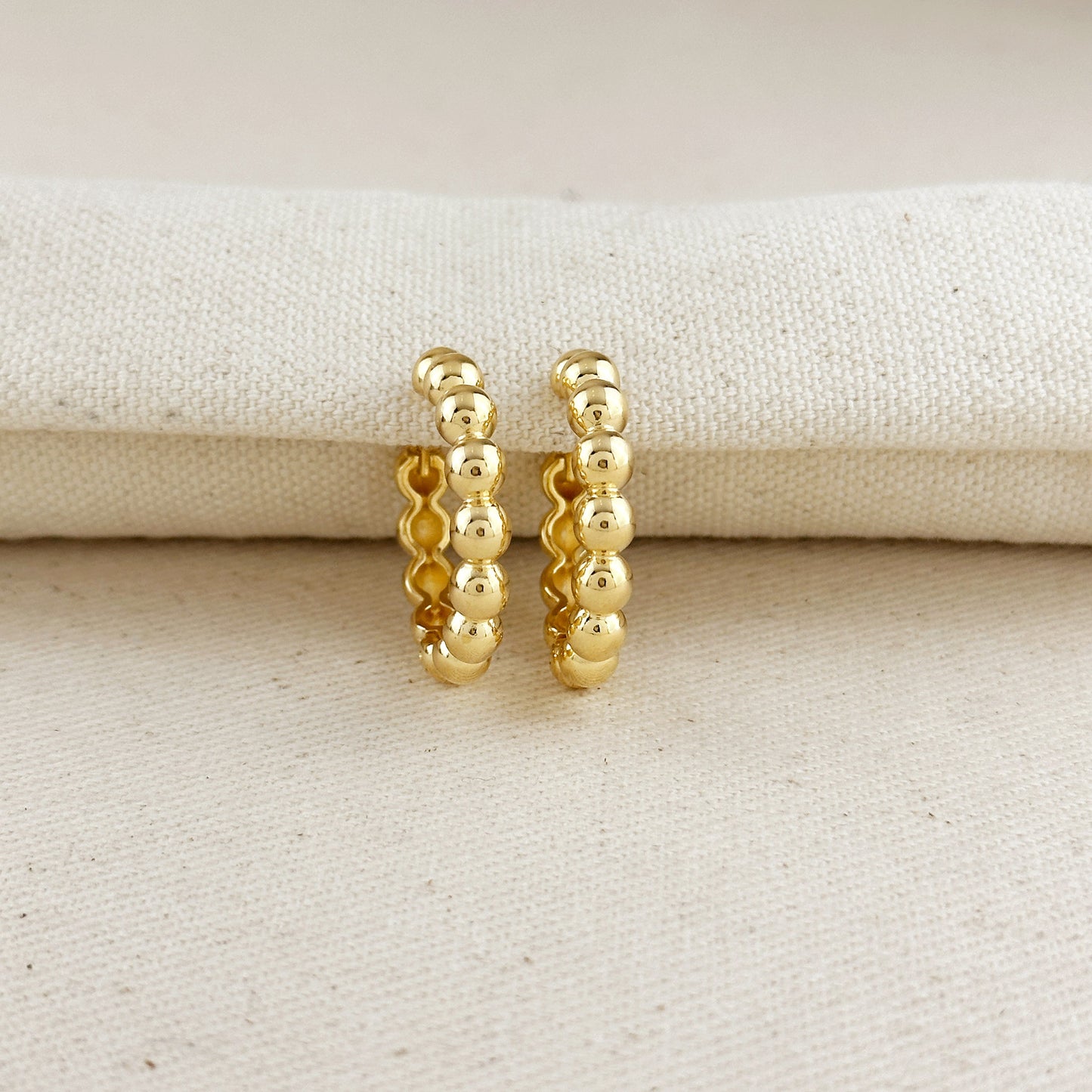 18k Gold Filled 28mm Beaded Clicker Hoop Earrings