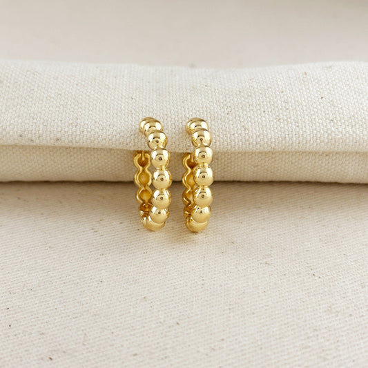 18k Gold Filled 28mm Beaded Clicker Hoop Earrings