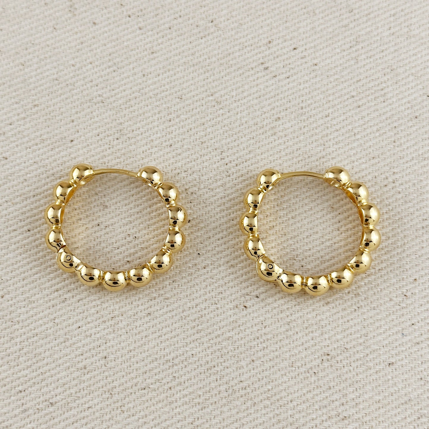 18k Gold Filled 28mm Beaded Clicker Hoop Earrings