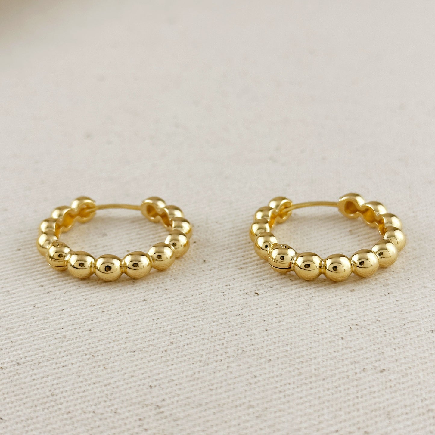 18k Gold Filled 28mm Beaded Clicker Hoop Earrings
