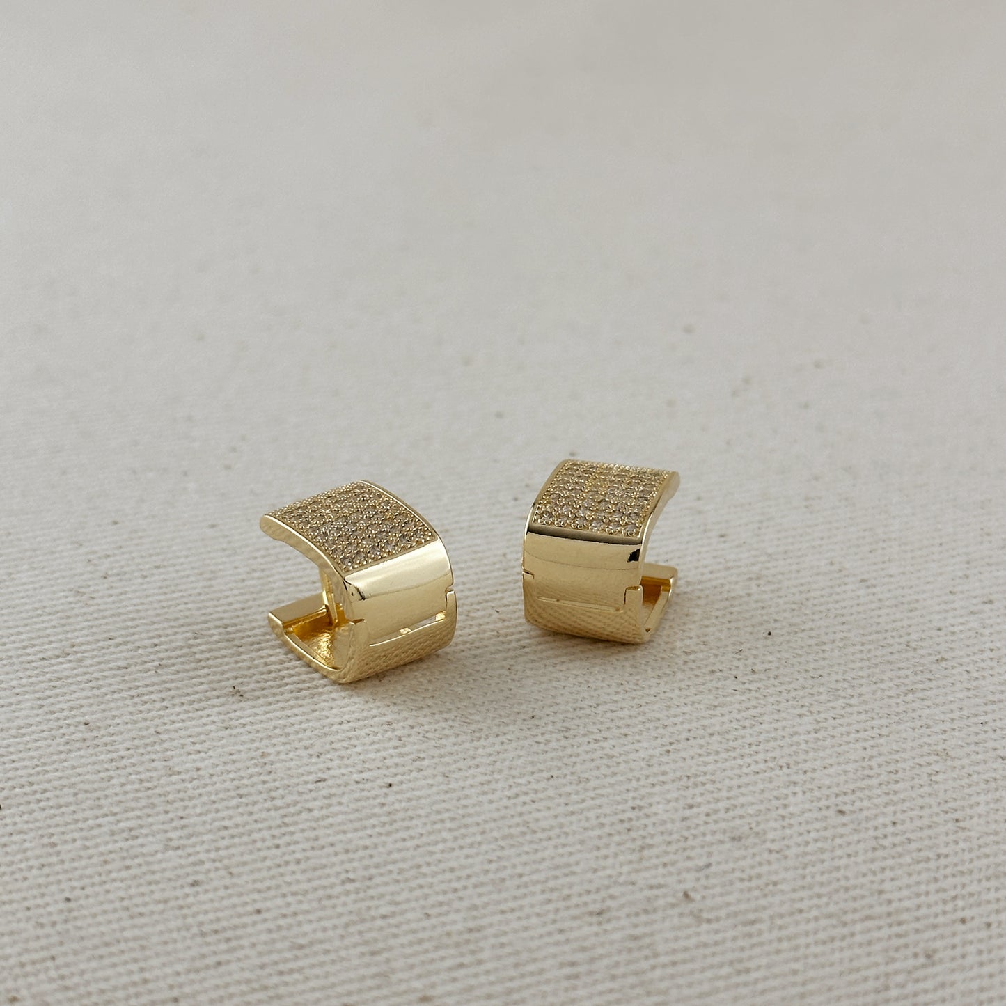 18k Gold Filled Iced Chunky Square Clicker Earrings