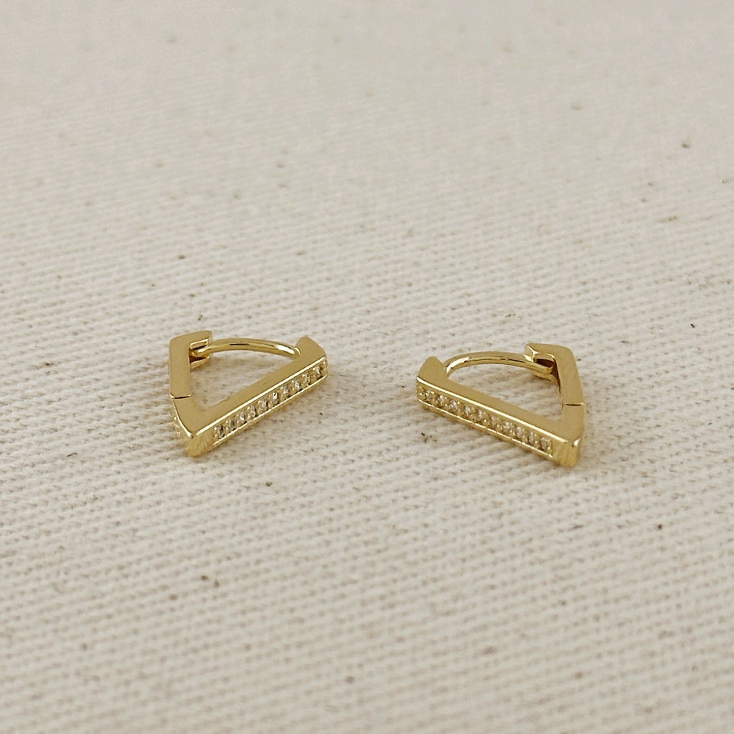 18k Gold Filled V Shape CZ Clicker Hoop Earrings