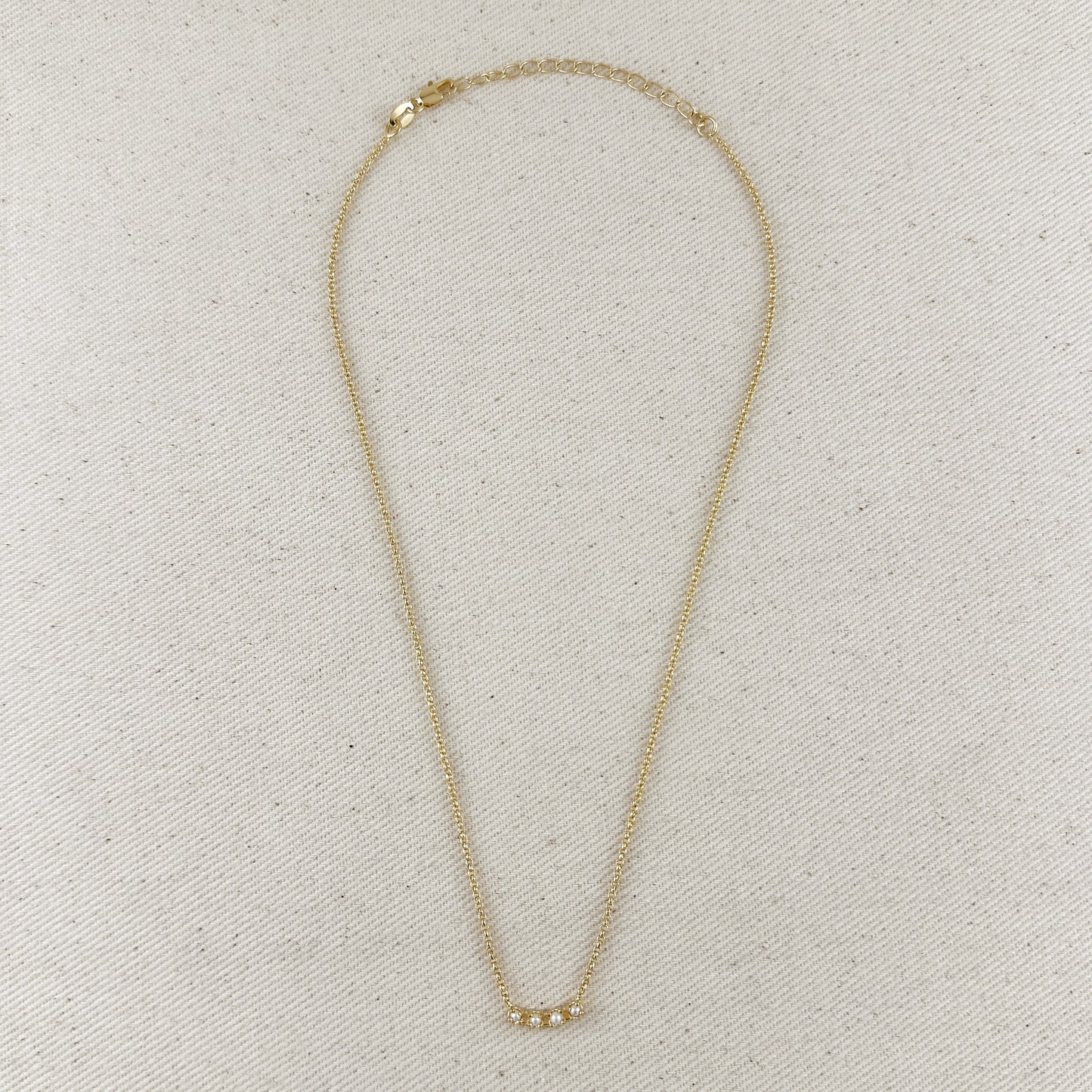 18k Gold Filled Fresh Water Pearl Bar Necklace