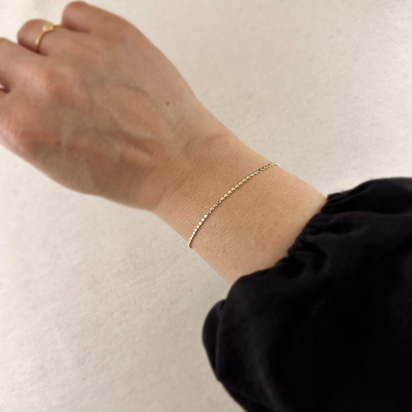 18k Gold Filled 1.5mm Flat Dot Ball Bracelet