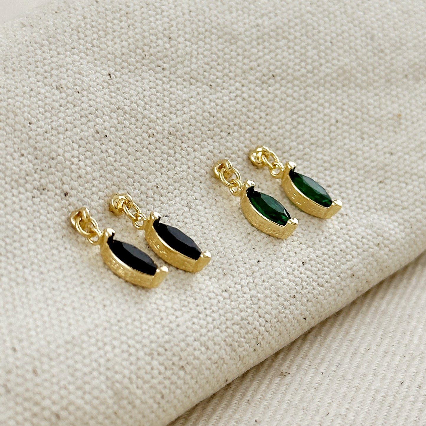 18k Gold Filled Colored CZ Marquise Drop Earrings