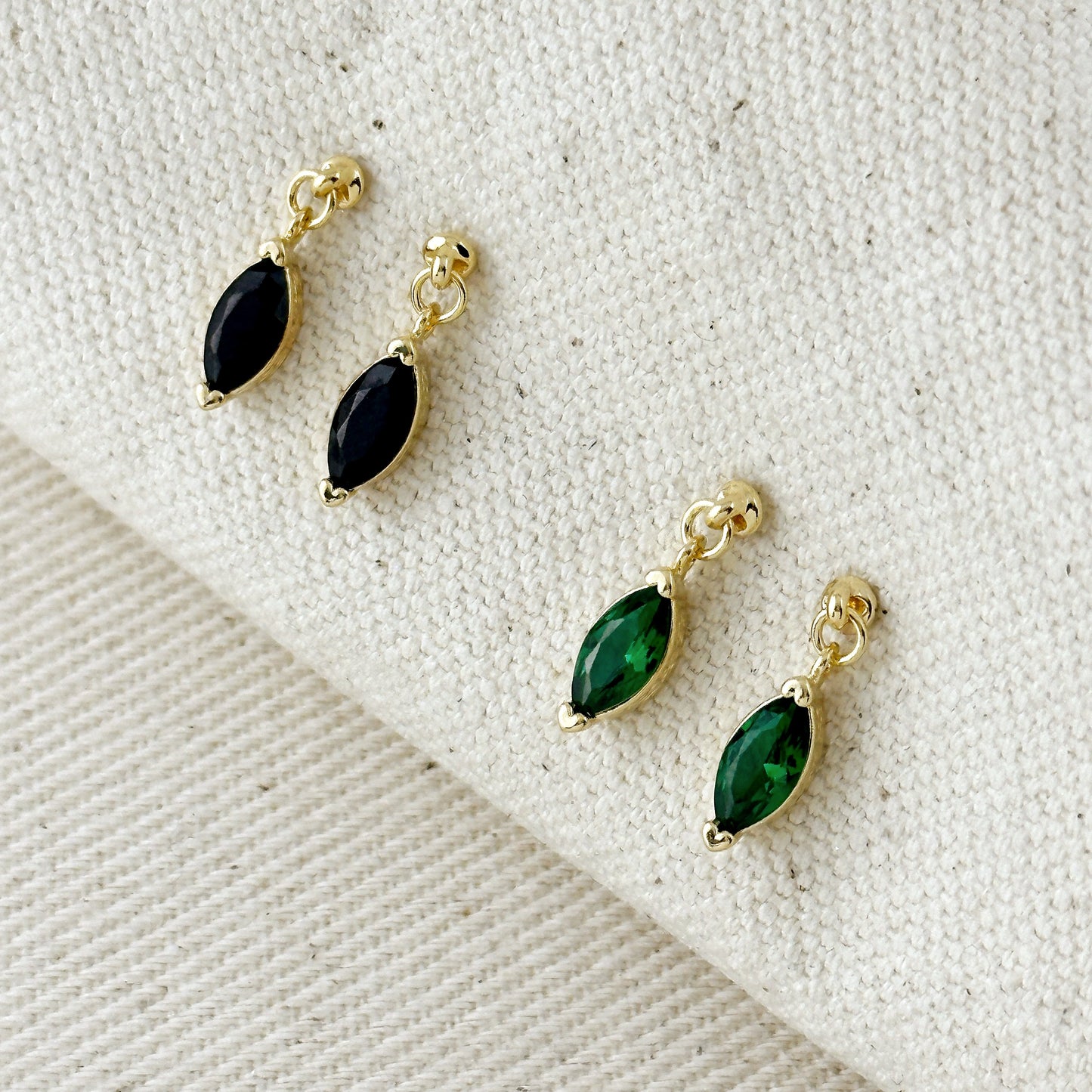 18k Gold Filled Colored CZ Marquise Drop Earrings