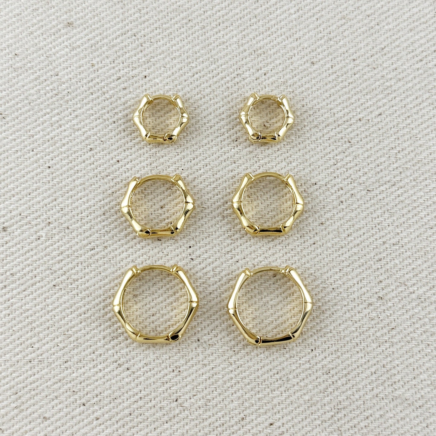 18k Gold Filled Bamboo Clicker Hoop Earrings