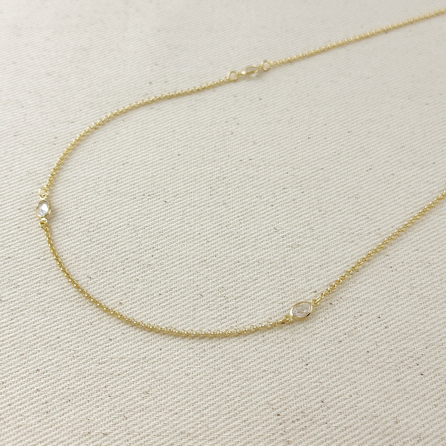 18k Gold Filled Oval CZ Bezel Belly Chain